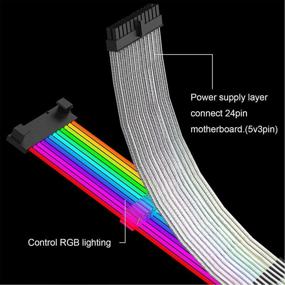 img 1 attached to Набор кабелей-удлинителей RGB для 24-контактного материнского разъема ATX для игрового компьютерного корпуса (24-контактное Питание ПК)