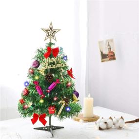 img 3 attached to 🎄 MARTINE MALL 19.7In Mini Christmas Tree with Stand: Small Artificial Xmas Tree with LED Lights & Ornaments for Desk Home Indoor Decor