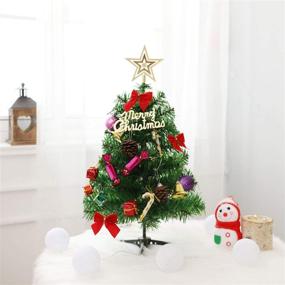 img 1 attached to 🎄 MARTINE MALL 19.7In Mini Christmas Tree with Stand: Small Artificial Xmas Tree with LED Lights & Ornaments for Desk Home Indoor Decor