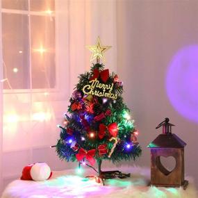 img 2 attached to 🎄 MARTINE MALL 19.7In Mini Christmas Tree with Stand: Small Artificial Xmas Tree with LED Lights & Ornaments for Desk Home Indoor Decor