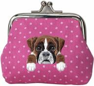 🐶 cute embroidered boxer dog buckle coin purse wallet with hot pink polka dots logo
