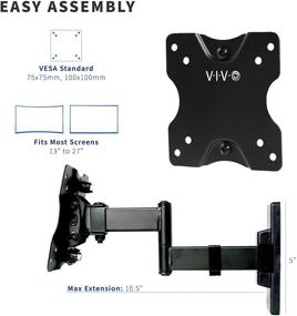 img 3 attached to 🔧 VIVO Настенное крепление Full Motion: Наклон и поворотный кронштейн для ЖК-телевизоров и мониторов диагональю до 27 дюймов с поддержкой VESA 100x100 мм, Черное исполнение, MOUNT-VW01M