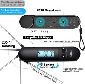 img 3 attached to Waterproof Digital Kitchen Thermometer with Large Backlight LCD for Outdoor Cooking BBQ/Grill/Baking/Frying/Candy/Milk/Food - Instant Read Meat Thermometer