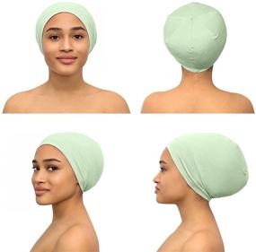 img 2 attached to Satin Lined Sleeping Beanie Hat - Bamboo Headwear for Frizzy Natural Hair, Nurse Cap - Women and Men