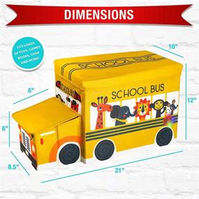 img 3 attached to 🚌 KAP Декоративный детский игрушечный ящик-автобус для школы: светящийся LED-ящик среднего размера для хранения - складная корзина для организации игрушек.