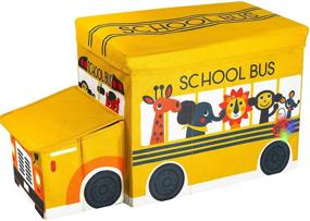img 1 attached to 🚌 KAP Декоративный детский игрушечный ящик-автобус для школы: светящийся LED-ящик среднего размера для хранения - складная корзина для организации игрушек.