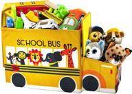 🚌 kap children's decorative school bus toy box: light up led junior size storage bin - foldable storage basket for toy organization logo