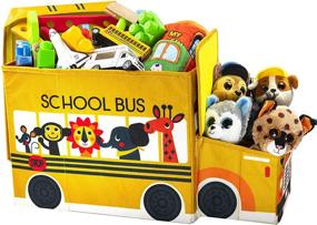 img 4 attached to 🚌 KAP Декоративный детский игрушечный ящик-автобус для школы: светящийся LED-ящик среднего размера для хранения - складная корзина для организации игрушек.