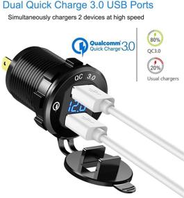 img 3 attached to 🚗 ZYTC Quick Charge 3.0 Car Charger: Waterproof Dual QC3.0 USB Fast Charger for Marine, Boat, Motorcycle, Truck, Golf Cart - 36W Aluminum Black with Red LED Digital Voltmeter