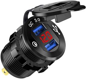 img 4 attached to 🚗 ZYTC Quick Charge 3.0 Car Charger: Waterproof Dual QC3.0 USB Fast Charger for Marine, Boat, Motorcycle, Truck, Golf Cart - 36W Aluminum Black with Red LED Digital Voltmeter