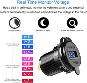 img 1 attached to 🚗 ZYTC Quick Charge 3.0 Car Charger: Waterproof Dual QC3.0 USB Fast Charger for Marine, Boat, Motorcycle, Truck, Golf Cart - 36W Aluminum Black with Red LED Digital Voltmeter