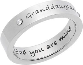 img 1 attached to 👧 Stainless Steel Granddaughter Ring - 'Granddaughter I'm Glad You're Mine' Ring with CZ, 5mm Band, Sizes 6-9