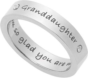 img 2 attached to 👧 Stainless Steel Granddaughter Ring - 'Granddaughter I'm Glad You're Mine' Ring with CZ, 5mm Band, Sizes 6-9
