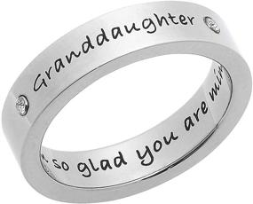 img 4 attached to 👧 Stainless Steel Granddaughter Ring - 'Granddaughter I'm Glad You're Mine' Ring with CZ, 5mm Band, Sizes 6-9