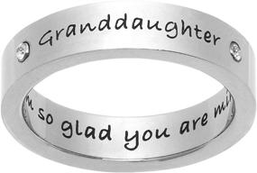 img 3 attached to 👧 Stainless Steel Granddaughter Ring - 'Granddaughter I'm Glad You're Mine' Ring with CZ, 5mm Band, Sizes 6-9
