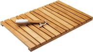 🛀 mdesign bamboo spa bath mat - non-slip rectangular for bathroom showers, bathtubs, floors - angled slat design - indoor/outdoor - natural light wood logo