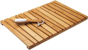 img 4 attached to 🛀 mDesign Bamboo Spa Bath Mat - Non-Slip Rectangular for Bathroom Showers, Bathtubs, Floors - Angled Slat Design - Indoor/Outdoor - Natural Light Wood