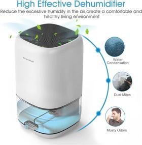 img 3 attached to 🌬️ Compact 35oz Home Dehumidifier - Ultra-Quiet & Portable, Ideal for 2100 Cubic Feet Spaces, Bedroom, Bathroom, Basement, Kitchen, Closet, RV