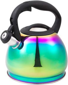 img 4 attached to HausRoland Whistling Tea Kettle: 3.2 Quart Stainless ☕ Steel Stove Top Induction Modern Kettle Teapot | Rainbow GS-04048-A-730G