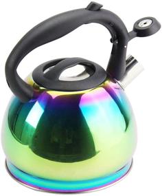 img 3 attached to HausRoland Whistling Tea Kettle: 3.2 Quart Stainless ☕ Steel Stove Top Induction Modern Kettle Teapot | Rainbow GS-04048-A-730G