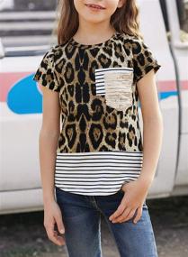 img 1 attached to 👚 Dokotoo Striped Colorblock Sleeve Shirts for Girls' Clothing