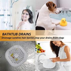 img 3 attached to 🚿 Square Drain Cover for Shower - Silicone Hair Stopper with Suction Cups, 2 Pack (White and Grey) - Easy to Install, Suitable for Bathroom, Bathtub, Kitchen