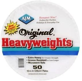 img 1 attached to 🍽️ AJM Original Heavyweights Paper Plates - 4 Packs (200 Plates Total) - Disposable & Sturdy Dinnerware