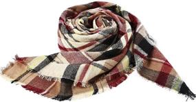 img 2 attached to 🧣 Stylish Warm Tassels Tartan Scarf for Women - Century Star Winter Blanket Wrap Shawl