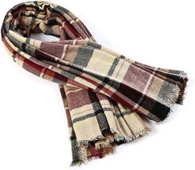 img 1 attached to 🧣 Stylish Warm Tassels Tartan Scarf for Women - Century Star Winter Blanket Wrap Shawl