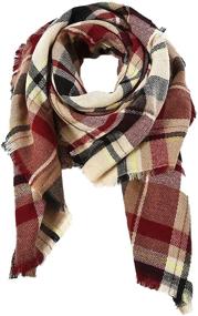 img 3 attached to 🧣 Stylish Warm Tassels Tartan Scarf for Women - Century Star Winter Blanket Wrap Shawl