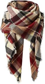 img 4 attached to 🧣 Stylish Warm Tassels Tartan Scarf for Women - Century Star Winter Blanket Wrap Shawl