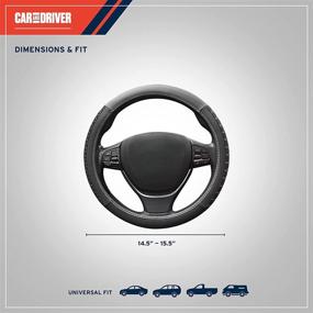 img 3 attached to 🚗 Чехол на руль CAR AND DRIVER - Спортивный стиль, прочный материал EVA для автомобилей, грузовиков, фургонов, внедорожников - Черный Райдер/Матовая кожа и замша (Размер 14.5-15.5 дюйма)