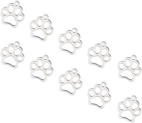 img 2 attached to 🐾 20Pcs PH PandaHall 12.9mm Dog Paw Prints Charm Stainless Steel Pendants 1.5mm Small Hole Metal Hollow Charms for DIY Chain Jewelry Making in Stainless Steel Color