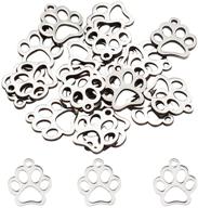 🐾 20pcs ph pandahall 12.9mm dog paw prints charm stainless steel pendants 1.5mm small hole metal hollow charms for diy chain jewelry making in stainless steel color logo