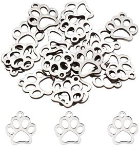 img 4 attached to 🐾 20Pcs PH PandaHall 12.9mm Dog Paw Prints Charm Stainless Steel Pendants 1.5mm Small Hole Metal Hollow Charms for DIY Chain Jewelry Making in Stainless Steel Color