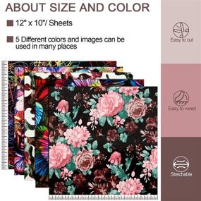 img 3 attached to 🌸 Bundle of 5 Patterned Heat Transfer Vinyl Sheets - 12x10 Inch Flower and Butterfly Prints - Assorted Colors - Ideal for DIY T-Shirts, Bags, Hats, and Crafts