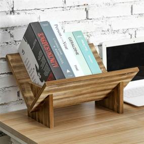 img 2 attached to 📚 Rustic Burnt Wood Tilted Desktop Bookshelf - MyGift: Enhance Your Space with Style