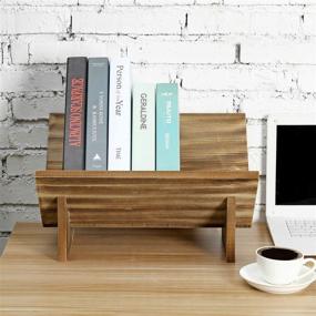 img 1 attached to 📚 Rustic Burnt Wood Tilted Desktop Bookshelf - MyGift: Enhance Your Space with Style