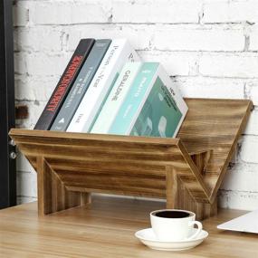 img 3 attached to 📚 Rustic Burnt Wood Tilted Desktop Bookshelf - MyGift: Enhance Your Space with Style