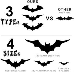 img 3 attached to 🦇 Hely Cancy Halloween Bats Decorations: 60PCS PVC Bat Wall Decals Stickers, 3 Styles 3D Removable Wall Sticker with Multiple Sizes for Halloween Party Decor and Cemetery Props