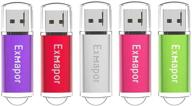 💾 exmapor 5 pack 8gb usb flash drive with cap, led indicator - multi colored memory stick, purple, red, silver, pink, green logo