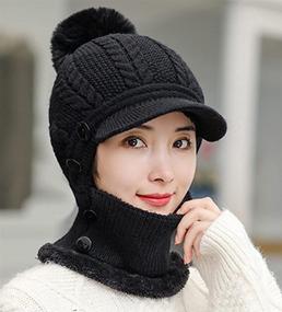 img 1 attached to 🧣 Warm Winter Knitted Hat for Women - Slouchy Fleece Beanie Hats with Scarf and Mask - Thick Skull Ski Cap