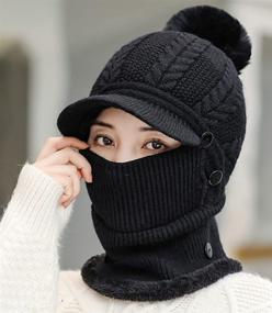 img 3 attached to 🧣 Warm Winter Knitted Hat for Women - Slouchy Fleece Beanie Hats with Scarf and Mask - Thick Skull Ski Cap