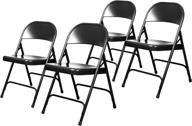 🪑 oef furnishings (4 pack): premium black heavy duty steel folding chairs for ultimate durability logo