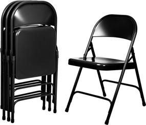 img 3 attached to 🪑 OEF Furnishings (4 Pack): Premium Black Heavy Duty Steel Folding Chairs for Ultimate Durability