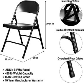 img 1 attached to 🪑 OEF Furnishings (4 Pack): Premium Black Heavy Duty Steel Folding Chairs for Ultimate Durability