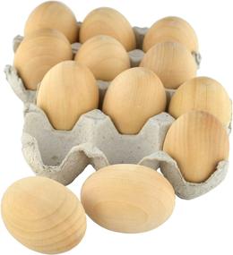 img 1 attached to Samyo Unpainted Wooden Easter Eggs for Crafts & Displays - 2-1/2 x 1-3/4 Inches (Pack of 12)