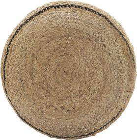 img 2 attached to 🟣 LR Home Handcrafted Black Chevron Jute Pouf, Natural Tan/Black, 18x18x14 inches