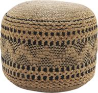 🟣 lr home handcrafted black chevron jute pouf, natural tan/black, 18x18x14 inches logo