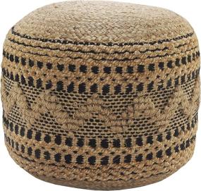 img 4 attached to 🟣 LR Home Handcrafted Black Chevron Jute Pouf, Natural Tan/Black, 18x18x14 inches